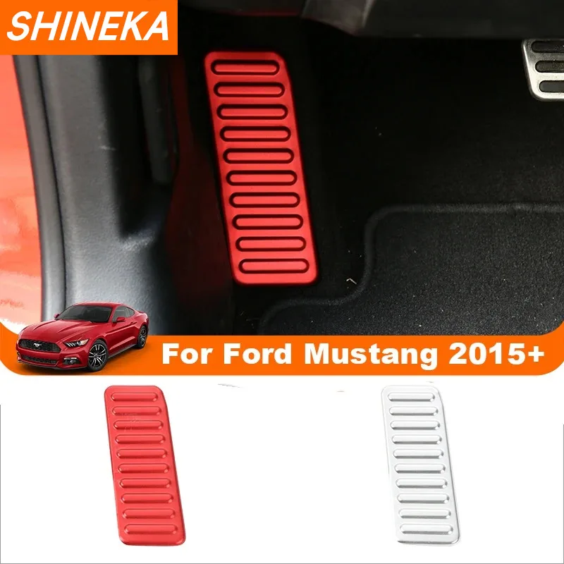 SHINEKA Aluminum Alloy Car Left Foot Step Pedal Foot Rest Pedal Cover Anti Slip for Ford Mustang 2015 2016 2017 2018 2019 2020