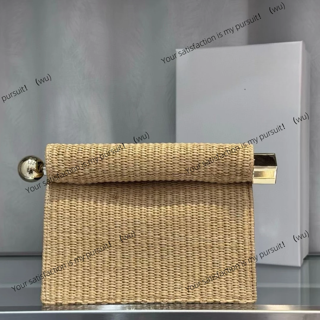 

2025 new personalized folding clutch bag straw woven shoulder oblique span bag premium dinner bag