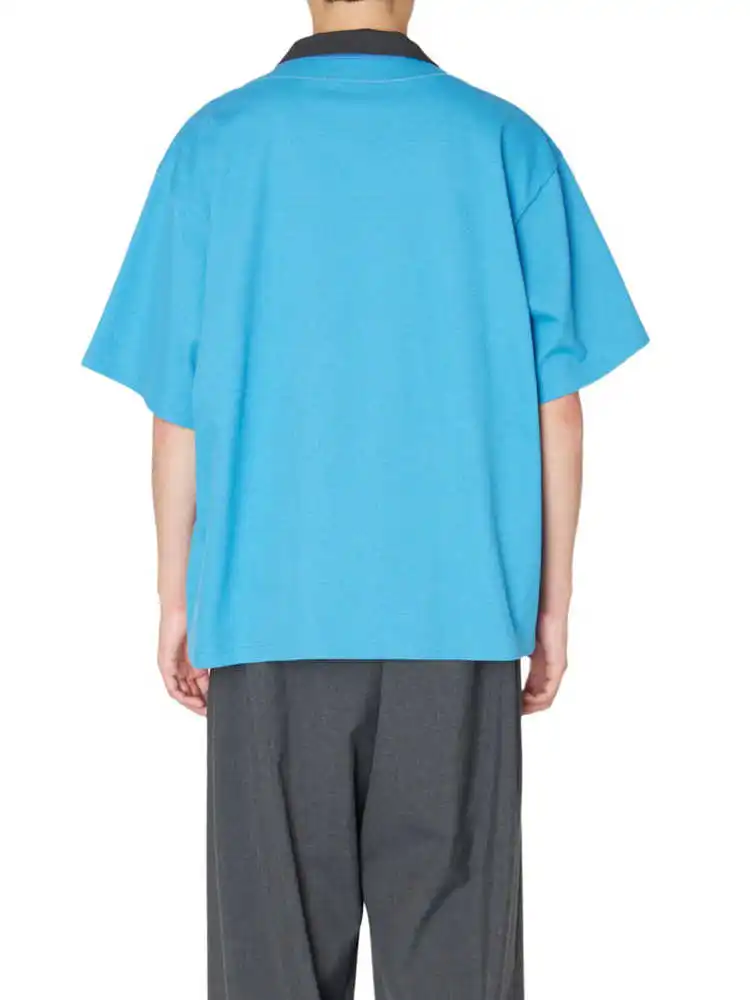 25SS Abe Run Japanese Retro Asymmetrical Collar Pure Cotton Short Sleeved T-shirt Summer Men T