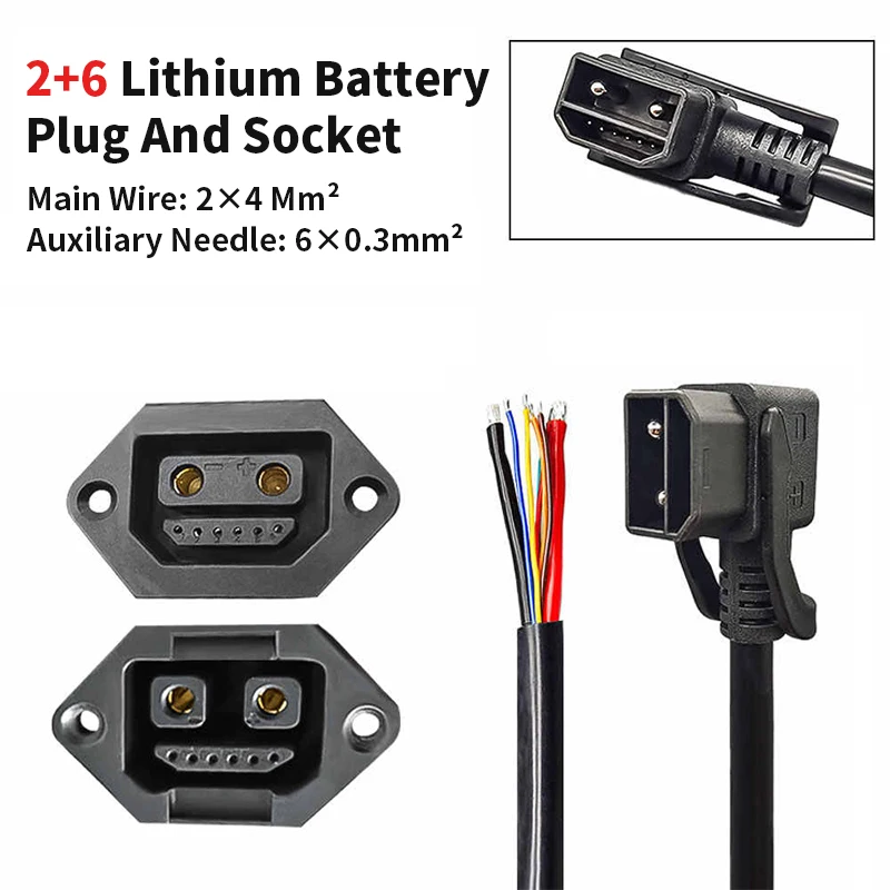 

2+6 Battery Charging Plug Socket 2+6 to XT60/XT90 Charing Port Connector Cable 8Pin Lithium Hight Power Power Plugs Wire