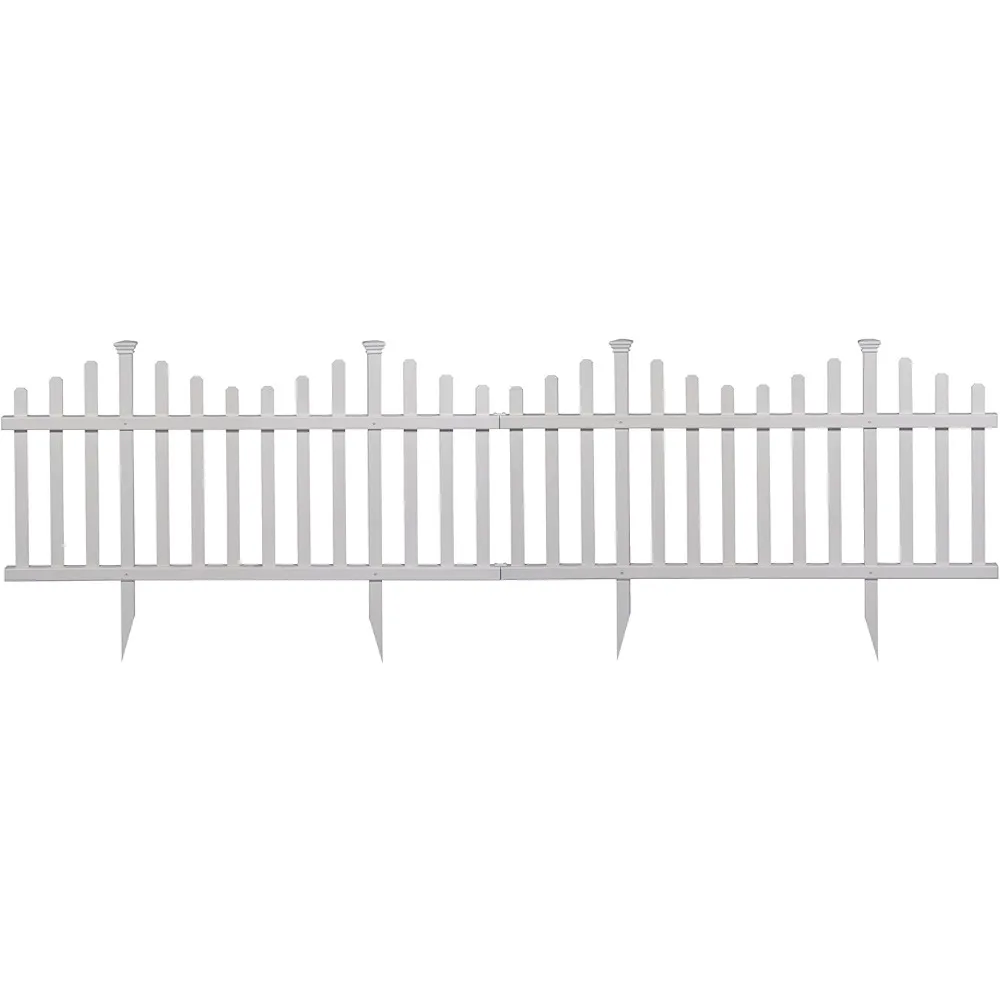 Decorative Garden Fence, Vinyl Fence, White, No Need to Excavate, 30 