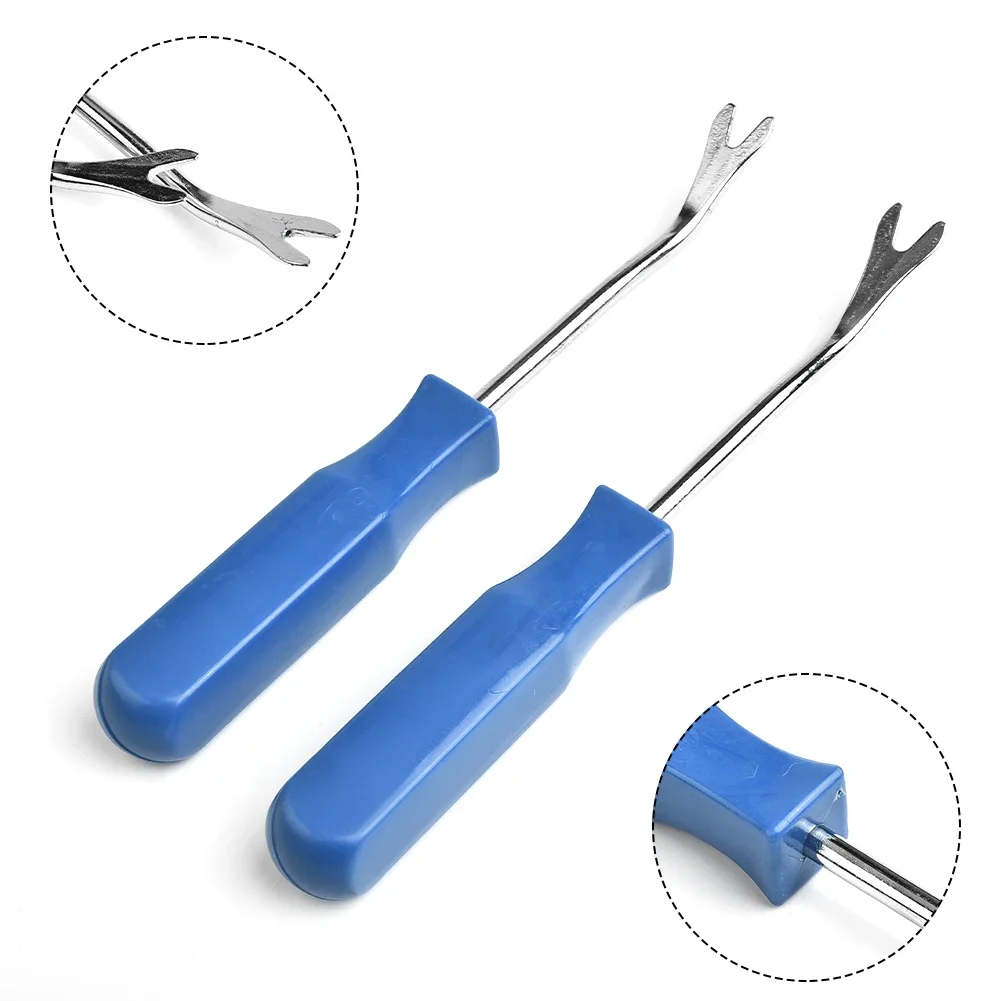 

2pcs Car Removal Tool Blue 8.07inch PPE Metal Door Trim Panel Fastener Nail Puller Removal Open Pry Tool Interior Accessories