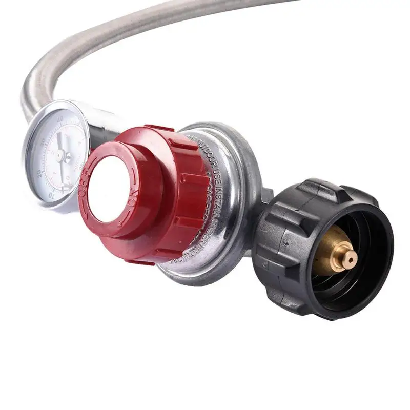 Psi Propane Regulator High Pressure Gas Regulator Adjustable Braided 38 Inch Flare Swivel Nut Hose Connector With Gauge