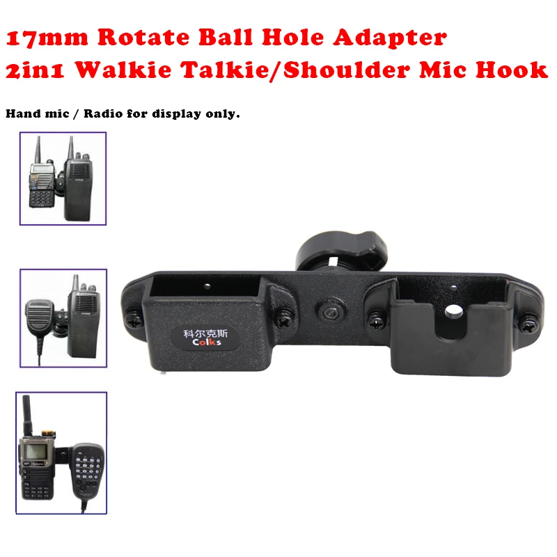 Suporte de microfone walkie-talkie 2 em 1, montagem universal de gancho de 17mm para microfone Yaesu MH48, acessório de suporte de walkie-talkie de carro