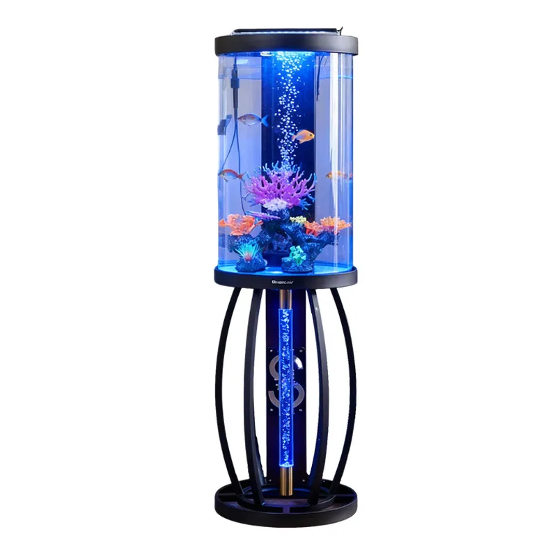 CX cylindrical fish tank small living room ecological floor intelligent lazy acrylic aquarium