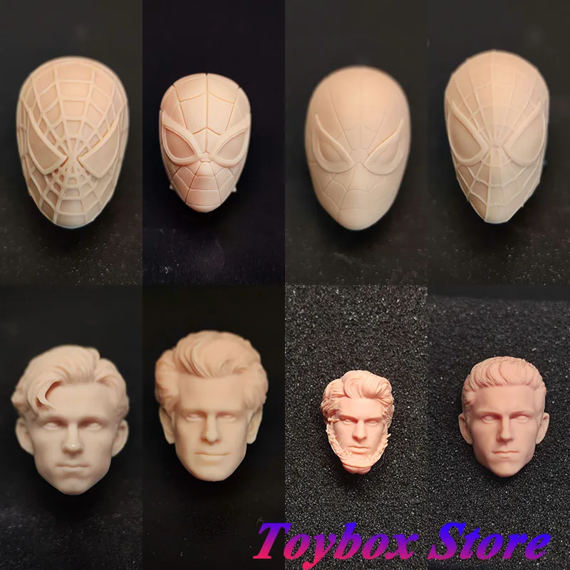 1/12 Spider-Man Mask Head Sculpt Tobey Andrew Garfield Tom Holland Marvel Movie Super Hero White Model Head Sculpt For SHF Body