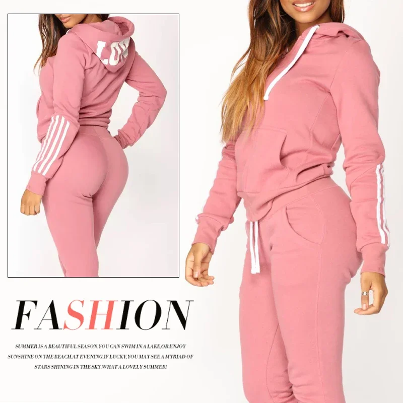 Comfortable Women\'s Suit Jogging 2024 Hoodie High Quality Hot Sales Fashion Zipper Daily Outdoors Gym Casual Sports Set Matching