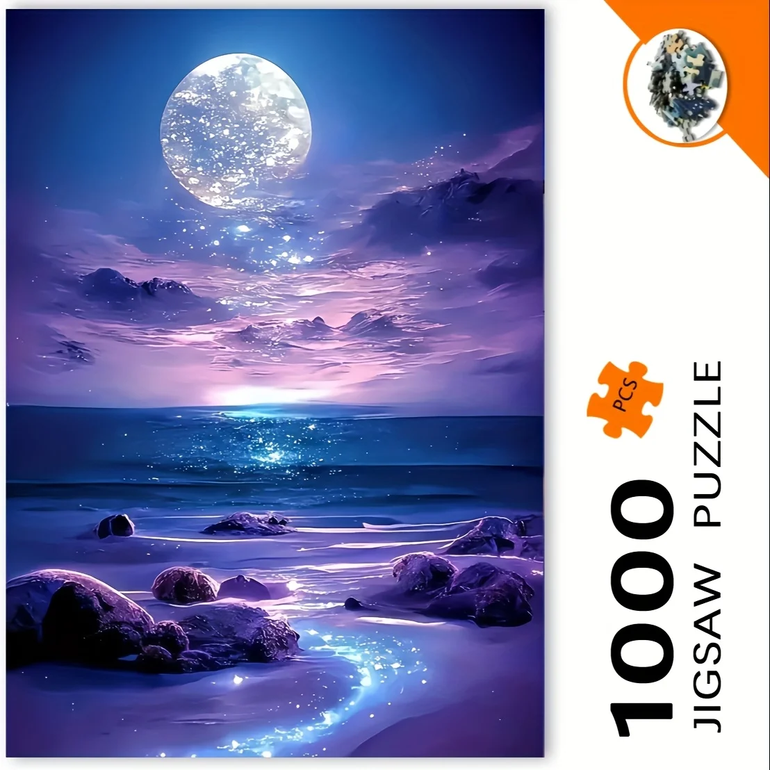 1000 stuks sterrenhemel puzzel - boeiende nachtelijke hemel en oceaan kunst, frameloze puzzel voor volwassenen en liefhebbers, perfect cadeau voor