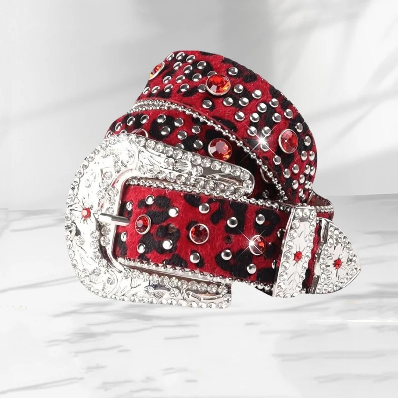 

Мужские повседневные ремни со стразами и леопардовым принтом в стиле панк, хип-хоп, замшевый кожаный ремень с шипами, женский стильный пояс, дизайнерский пояс со страпоном