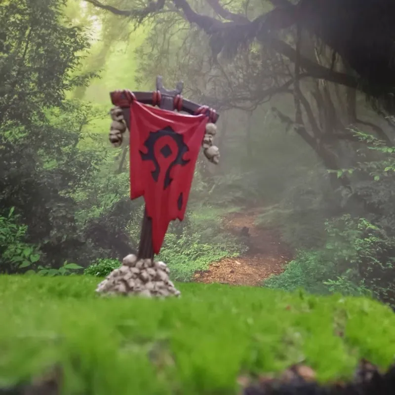 10.5 cm Hoge Gme Vlag WOW Orc Alliantie Auto Decoratie Hars Beeldje Model Scène Props Diorama