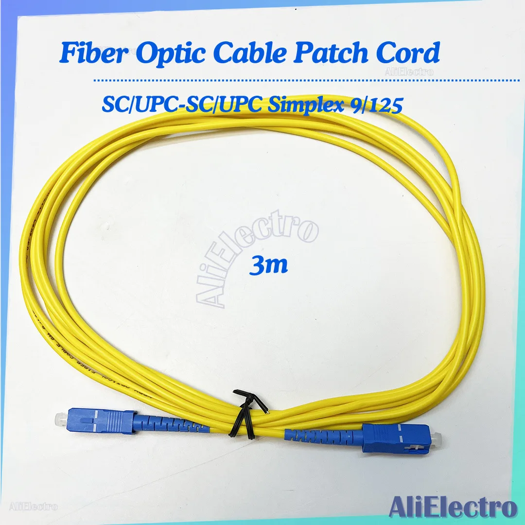 

10Pcs 3M SC/UPC-SC/UPC Simplex 9/125 Single Mode SM Optic Cable Patch Cord Fiber Extension Jumper