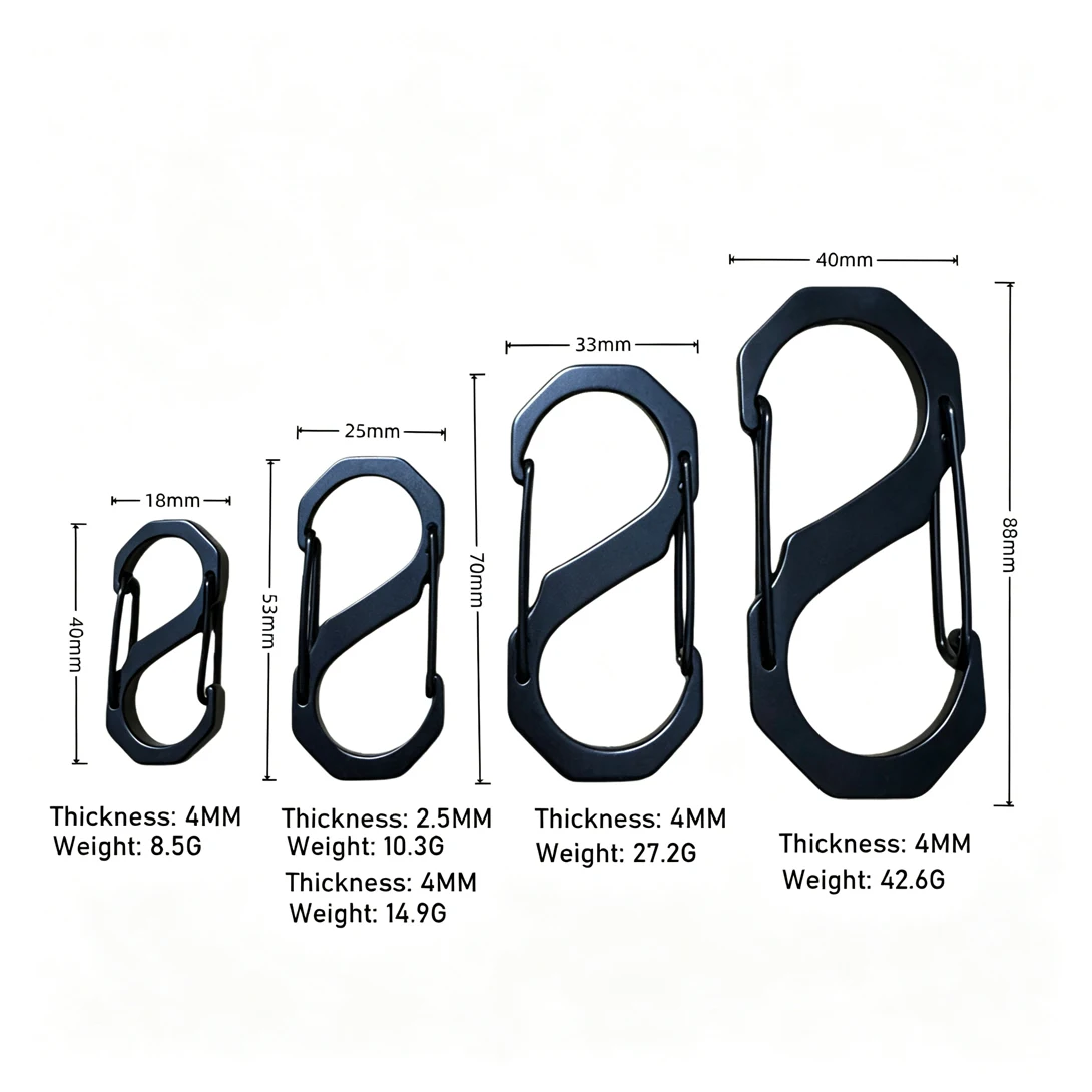 10Pcs Stainless Steel EDC Keychain Spring Snap Hooks Heavy Duty S Carabiner Clip Outdoor Hiking Backpack Daily Carry Key Holder