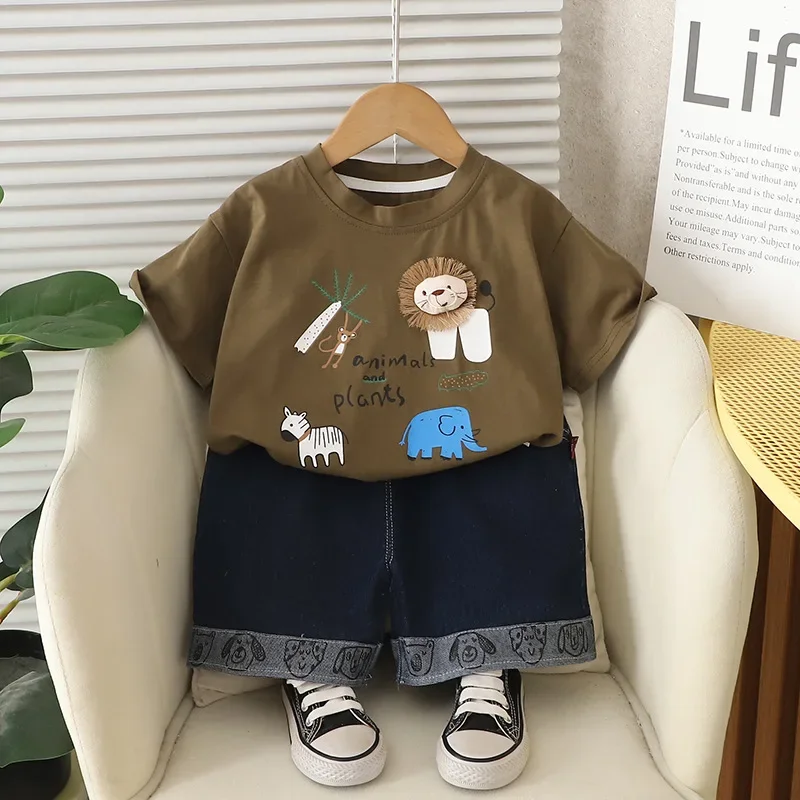 

New Summer Baby Boys Clothes Kids Clothing Suit Children Short Sleeved T-Shirt Shorts 2Pcs/Sets Infant Casual Cartoon Costume