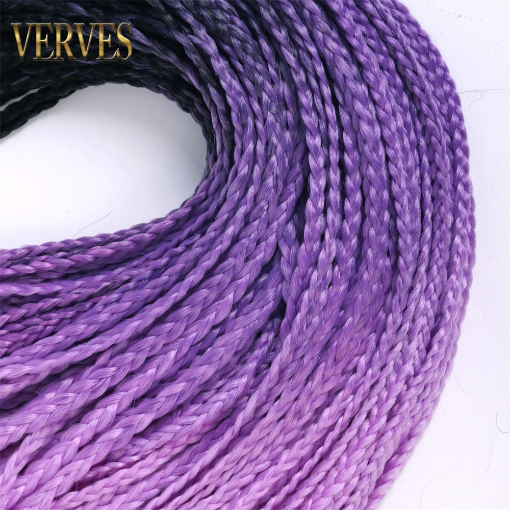 VERVES 6 PCS Box Braid Synthetic Crochet Braid 24 Inch 22 Roots/pack Ombre Braiding Hair Extension Ombre Purple Crochet Braid