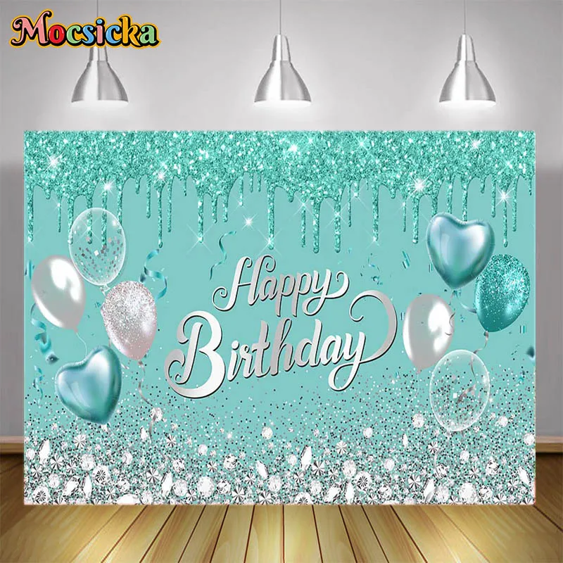 

Mocsicka Party Background Crystal Balloon Diamond Glitter Birthday Party Decor Backdrop Girl Cake Smash Banner Photography Props