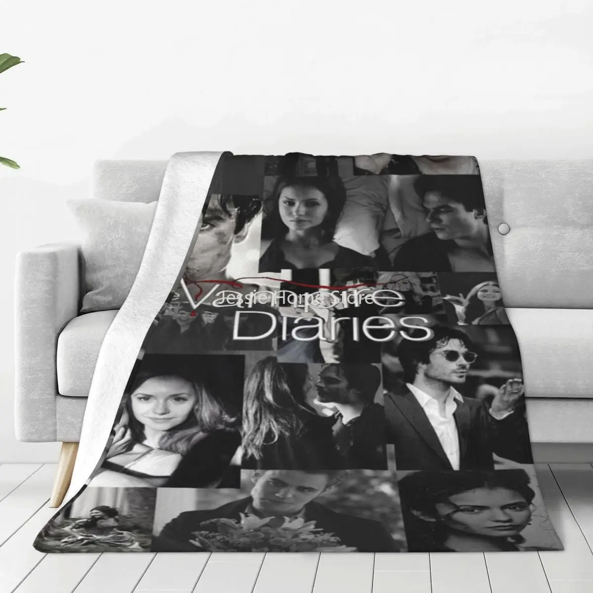 

The Vampire Diaries Blanket Flannel Spring/Autumn Damon Salvatore Ultra-Soft Throw Blanket for Sofa Outdoor Bedding Throws