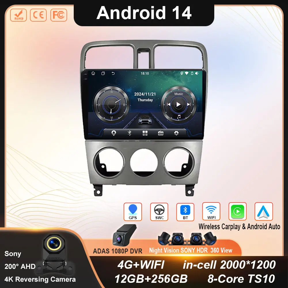

Android 14 For Subaru Forester SG 2002-2008 Car Radio Autoradio Multimedia Video Player Navigatie Carplay Screen BT No 2Din DVD