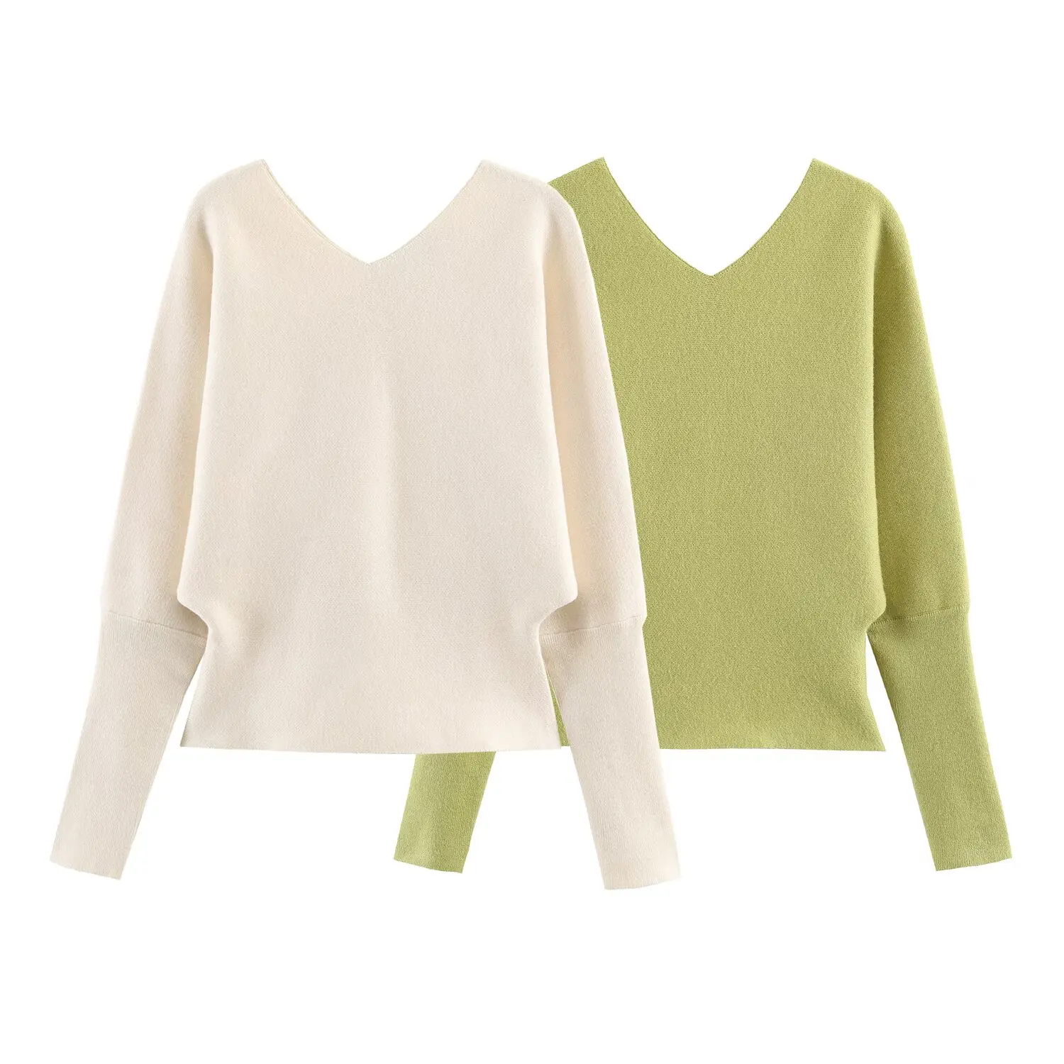 

Women's Spring Fashion Versatile V-neck Long Sleeve Knitted Sweater Female Elegant Solid Simple Casual Pullover Sweater