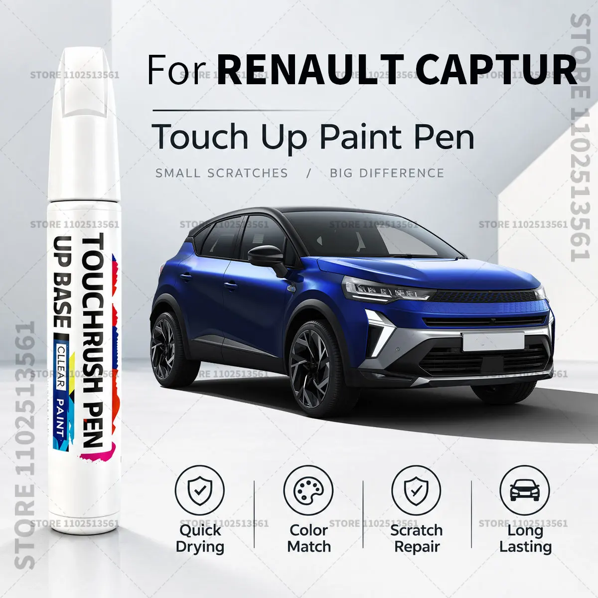 Car Touch Up Paint Pen for Minor Scratches Repair Waterproof Paint Marker Auto Body Repair Accessories For RENAULT CAPTUR White