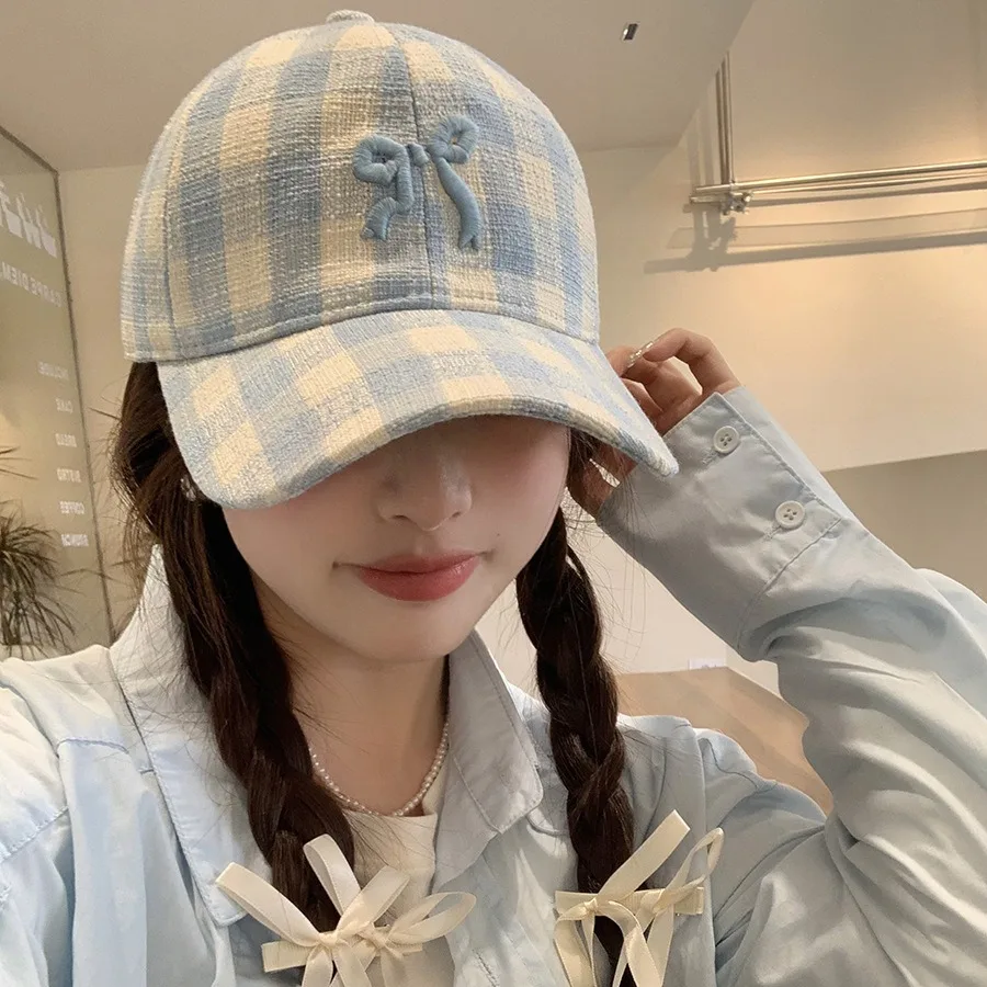 Korean bowknot Flower Embroidery Baseball Caps Women Girl Cute Plum Outdoor Sun Visor Hats Adjustable Sports peaked Cap