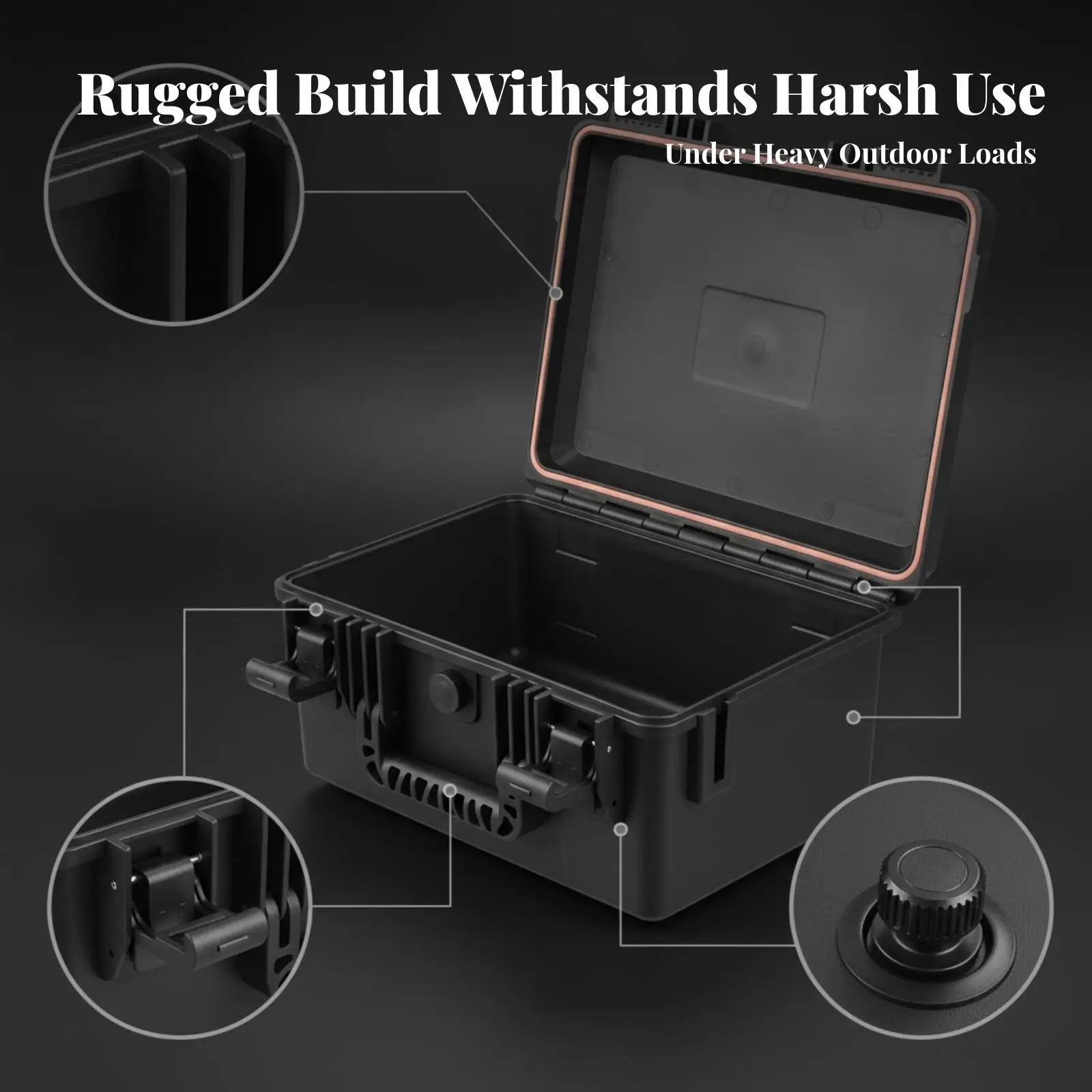 Waterproof Hard Carrying Case for Drone Accessories with Steel Latch and Shockproof Molded Shell for Travel
