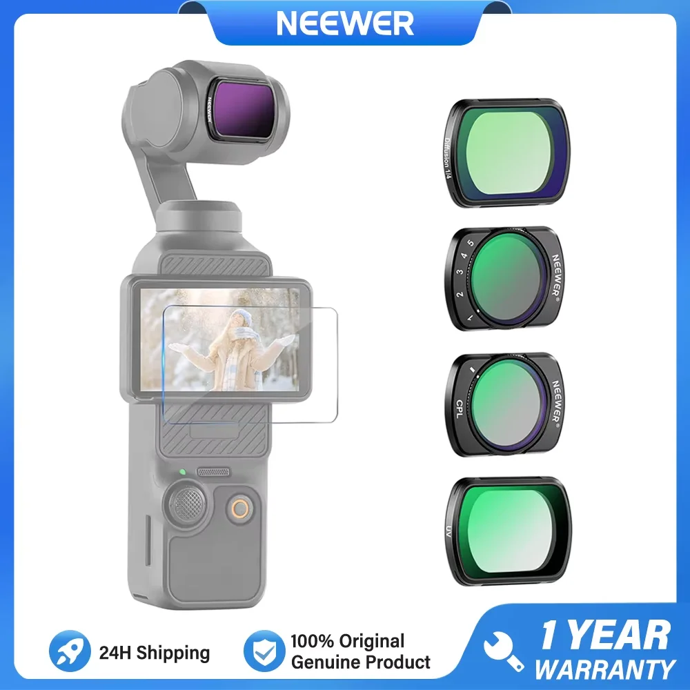 

NEEWER ND2-32+CPL+Black soft1/4+UV Filter Set For DJI OSMO Pocket 3 Creator Accessories, Action Camera Neutral Density Filters