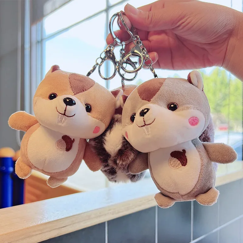 Backpack Doll Plush Squirrel Pendant Stuffed Animals Plush Girl Heart Super Kawaii Keychain Exquisite Soft Gift for Friend