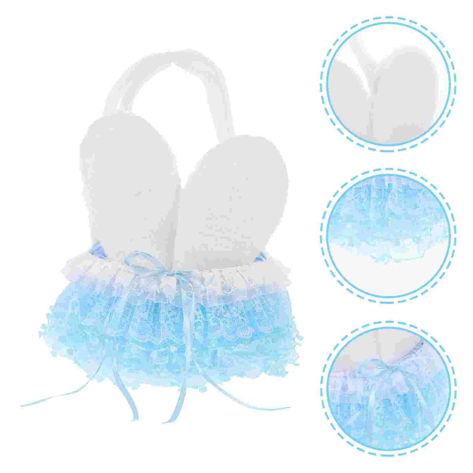 

Rabbit Ear Flower Basket Rustic Girl Baskets Outdoor Indoor Wedding Small with Handle Easter Party Handheld for Weddings