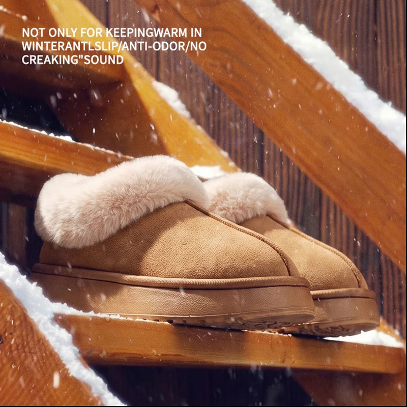 Winter Women's Fluffy Fur Indoor Ankle Boots Thick Sole Non Slip Warm Snow Boots Woman Comfortable Fuzzy Lined Short Booties