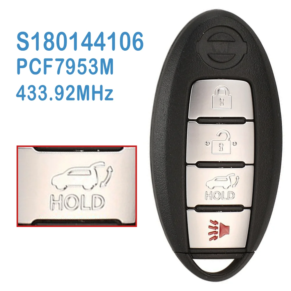 2 Pcs/lot S180144106 Auto Smart Remote FSK 433.92MHz 4A Chip 3+1B Replace Smart Car Key For Nissan Rogue X-Trail 2014-2016