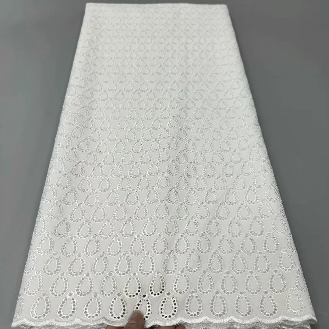 

African Polish Cotton Lace Fabric 5 Yards 2023 High Quality African Dry Swiss Voile Lace Fabric For Men Party Evening Dresses