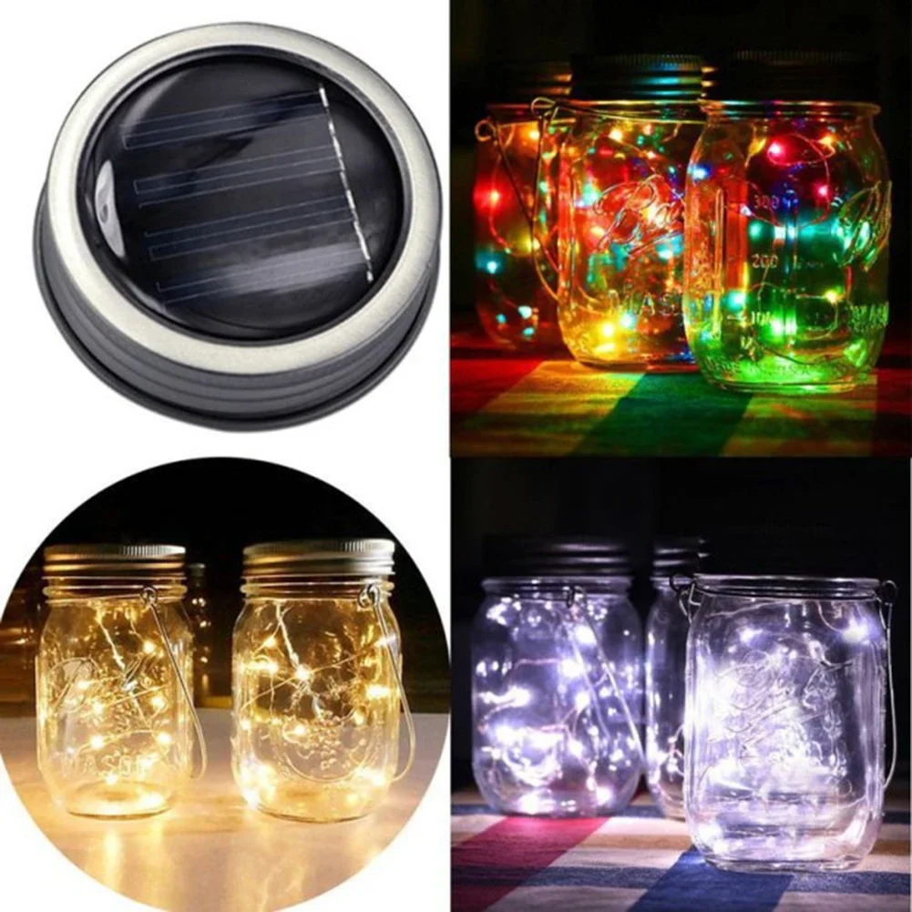 Solar Mason Jar Lid Light LED Solar Fairy Mason Star Jar Lights Outdoor Party Wedding Garden Decor Lamp without Jar Battery