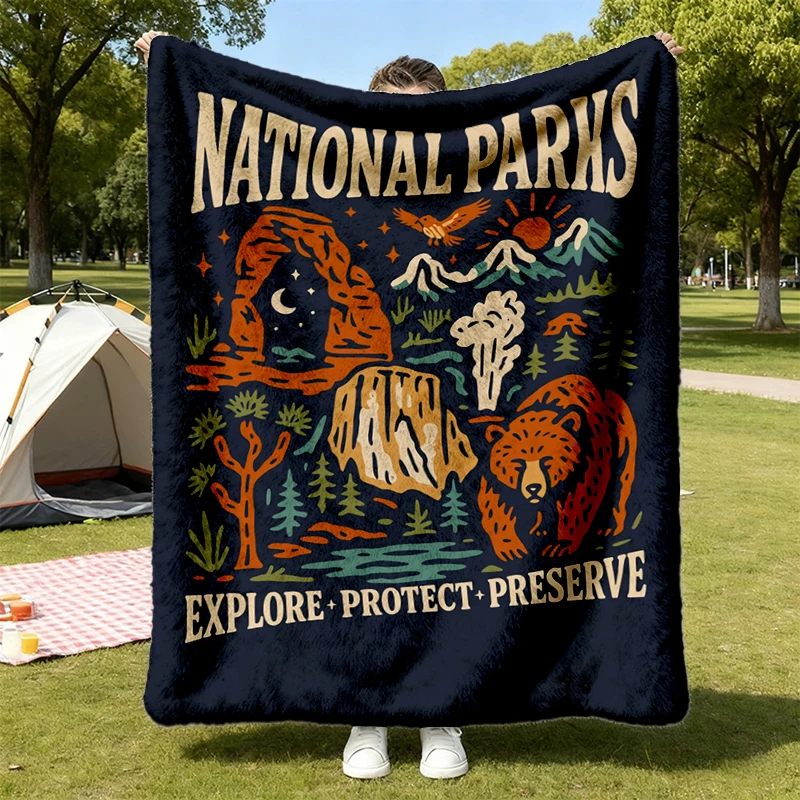 US National Parks Comfy Blanket Gifts National Park Lover Gift for Nature Lover Mountain Hiking Comfy Blanket Park Flann