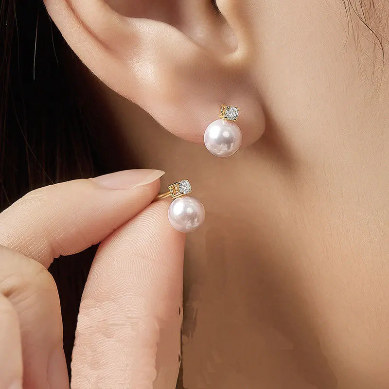 

Senlissi-New Fashion Lofty 8-12mm Freshwater Pearl Stud Earrings for WomenSilver Jewelry Girlfriend Gifts