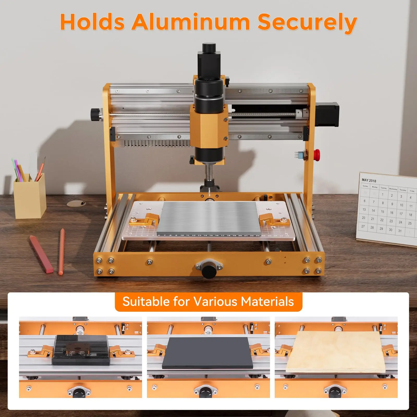 CNC Side Fixed T-Track & Perforated Worktables Low Profile Side Clamps for CNC 3018 Router Aluminum Tiger Claw