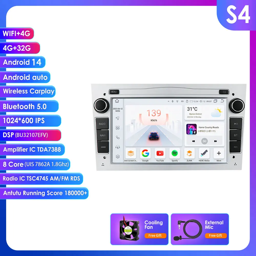 4G Carplay Android 2 Din Auto Gps Speler Voor Opel Astra H J 2004 Vectra Vectra Vauxhall Antara Zafira Corsa C D Vivaro Meriva Veda Radio