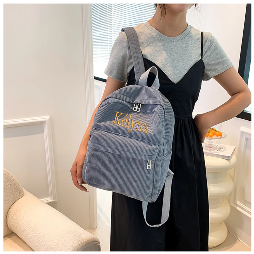 Custom Backpack Personalized Name Women Cartoon Student Schoolbag Large Capacity Travel Bag Solid Color Fashion Backpack