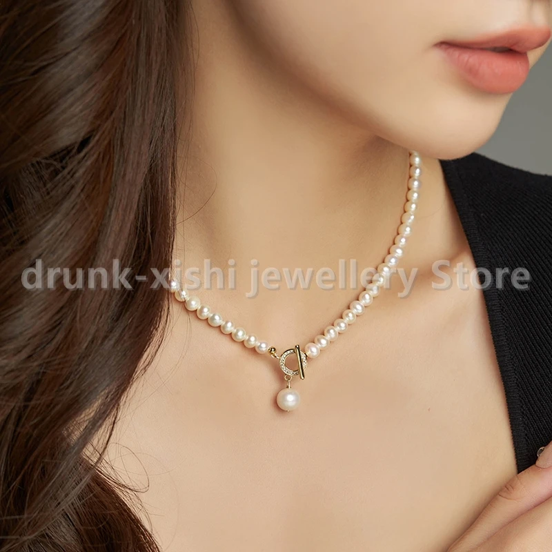 Natural Light South Sea Pearl Retro Luxury Simple Versatile Ot Clasp Necklace Collarbone Chain At Birthday Party Free Shipping