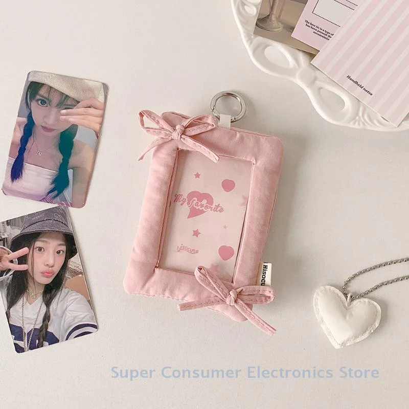 Affordable Bow Keychain Card Case; Lightweight Idol Picture Protection Cover Bag Ornament Gifts