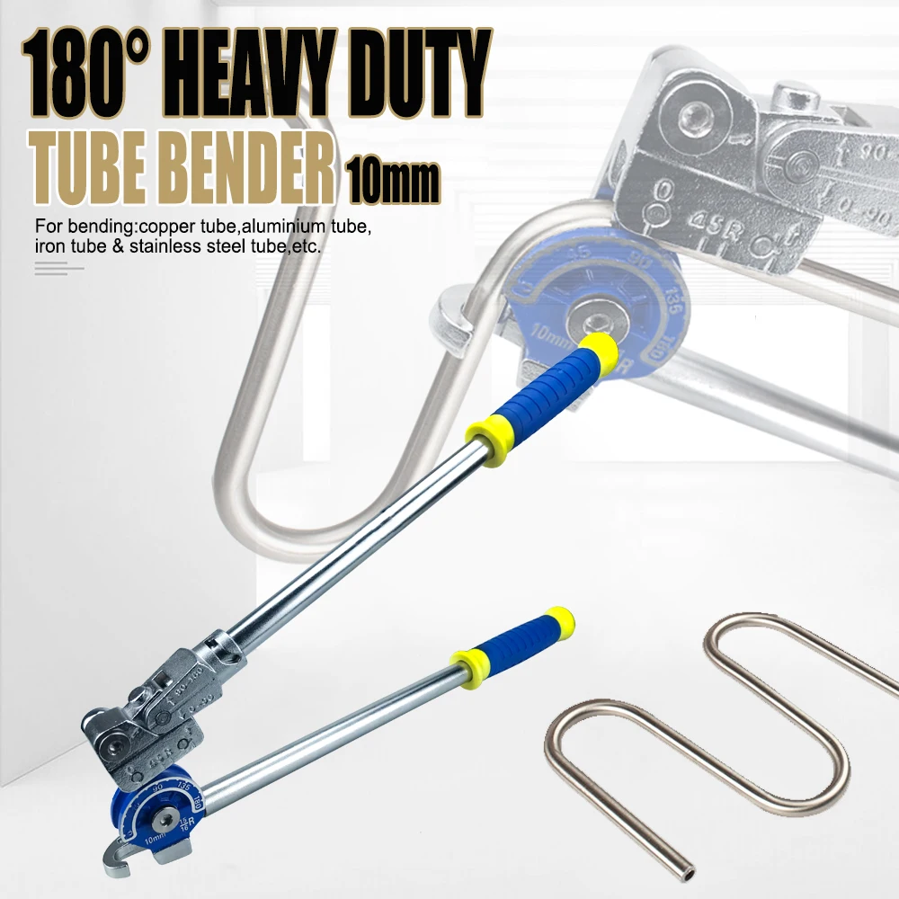 180 Degree 10mm Heavy Duty Tube Bender Non-slip Handle Optional Bending Angle Hose 0-180 Degree Bend and Tube 0-90 Degree Elbow