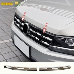 2pcs Front Hood Grille Grill Mesh Sticker Lid Refit Molding Style Garnish For VW TIGUAN mk2 Europe Version 2016 - 2020