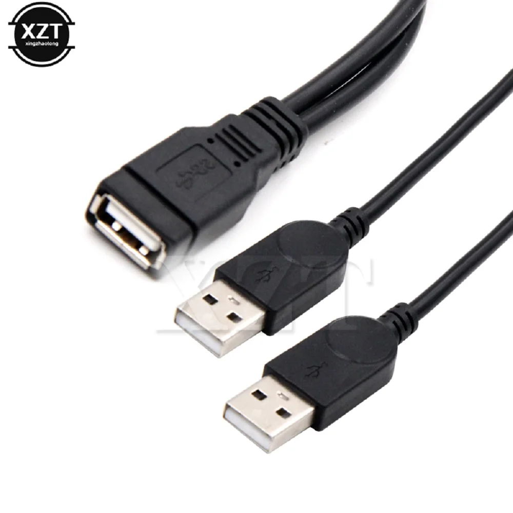 High quality USB 2.0 and Cable USB Double Splitter adapter Cable Female to USB 2 Male Power Extension Cable one to two