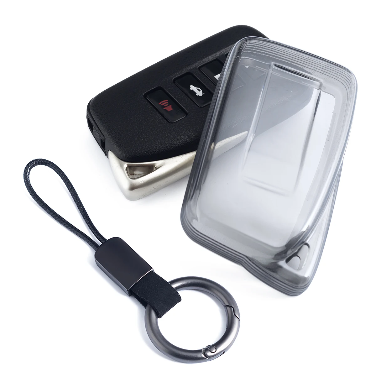 Slim Car Key Fob Case Cover Keychain For Lexus ES300 ES350 IS250 IS300 RX350 RX450 NX200 NX300 GS300 LX570 Black Transparent