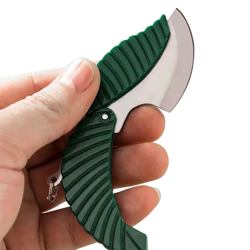 Folding Pocket Knife Self Defense Creative Leaf Kitchen Fruit Peeler Portable Mini Keychain EDC Paring Outdoor Camping Knife