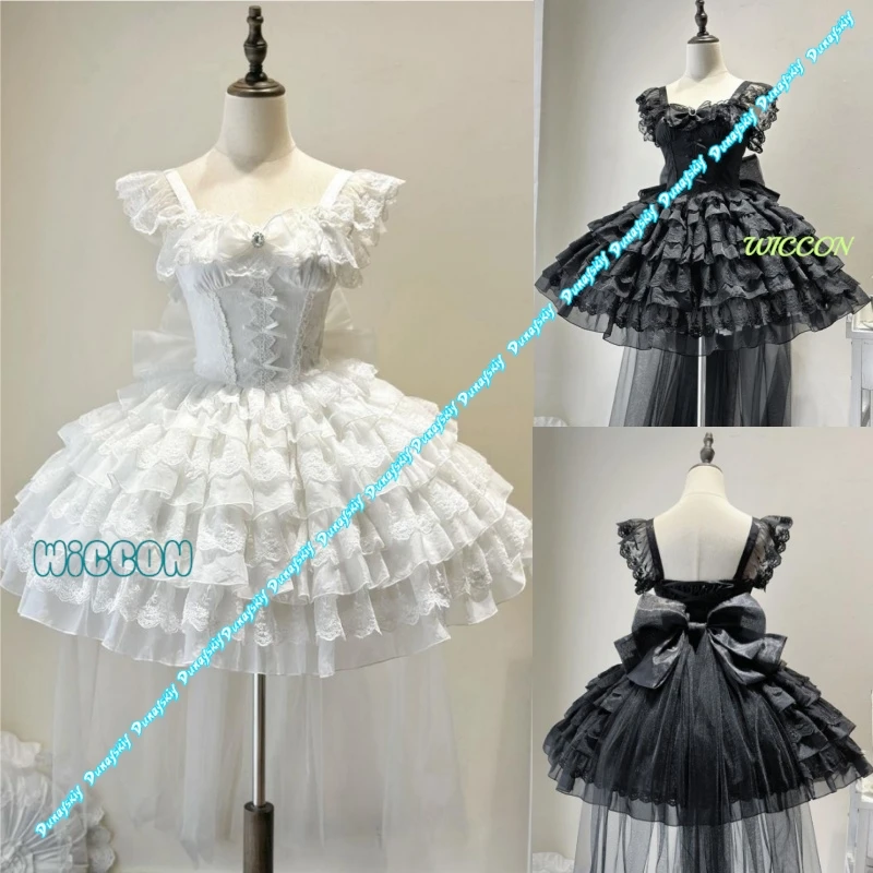 

apanese Kawaii Lolita JSK Dress Elegant Sweet Bow Lace Ruffles | Gothic Y2k Style Weddings, Princess Themes & Party Shoes