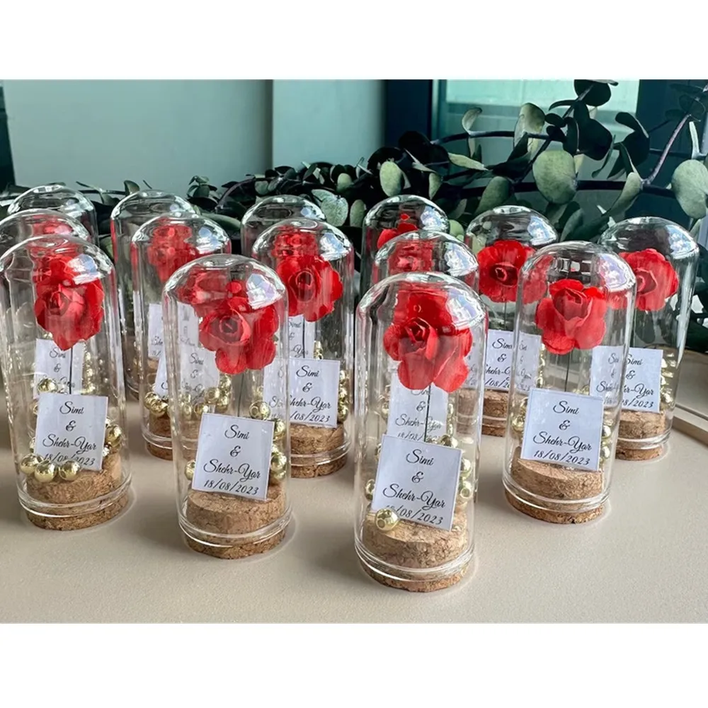 Beauty and the Beast Mini Glass Wedding Favors for Guests, Wedding Favors, Custom Favors, Sweet 16, Enchanted Rose Dome Favors