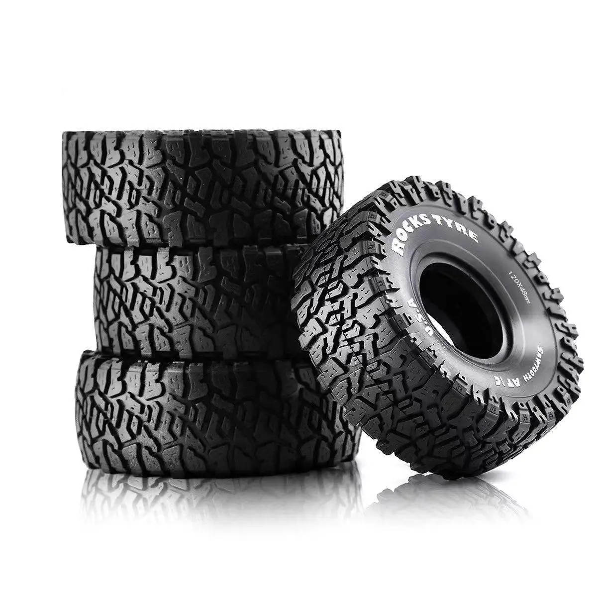 4pcs 1.9 Inch Rubber Tyre 120*48mm For 1/10 Rc Crawler Car Trax Trx4 Axial Scx10 Wraith Scx10 Yikong Rgt Wrangler 1.9 Wheel