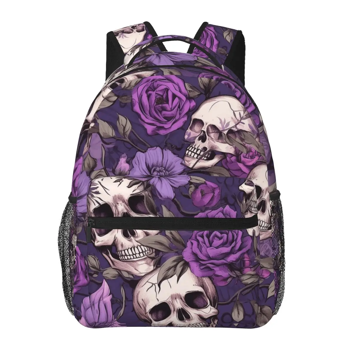 

Violet Flower Skull Pattern Student Backpack School Bag Hiking Travel Daypack for Men Women Fashion Bookbag Shoulder Bags