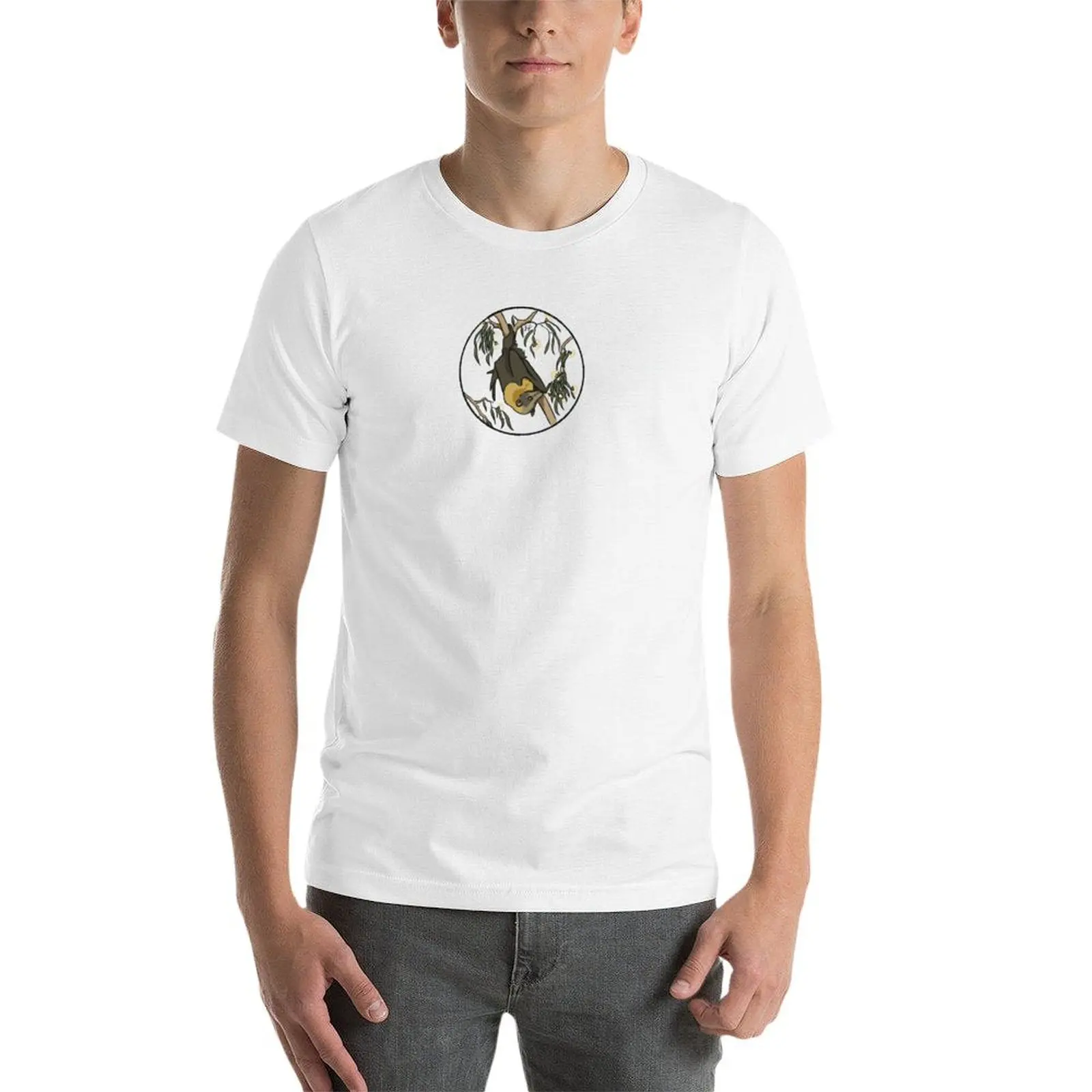 schlichtes Paket für grauköpfiges Herren-T-Shirt, Fuchs, schwarzes Hemd, Futtersuche; Mann schlichtes fliegendes Fuchs-Baumwoll-T-Shirt fliegend