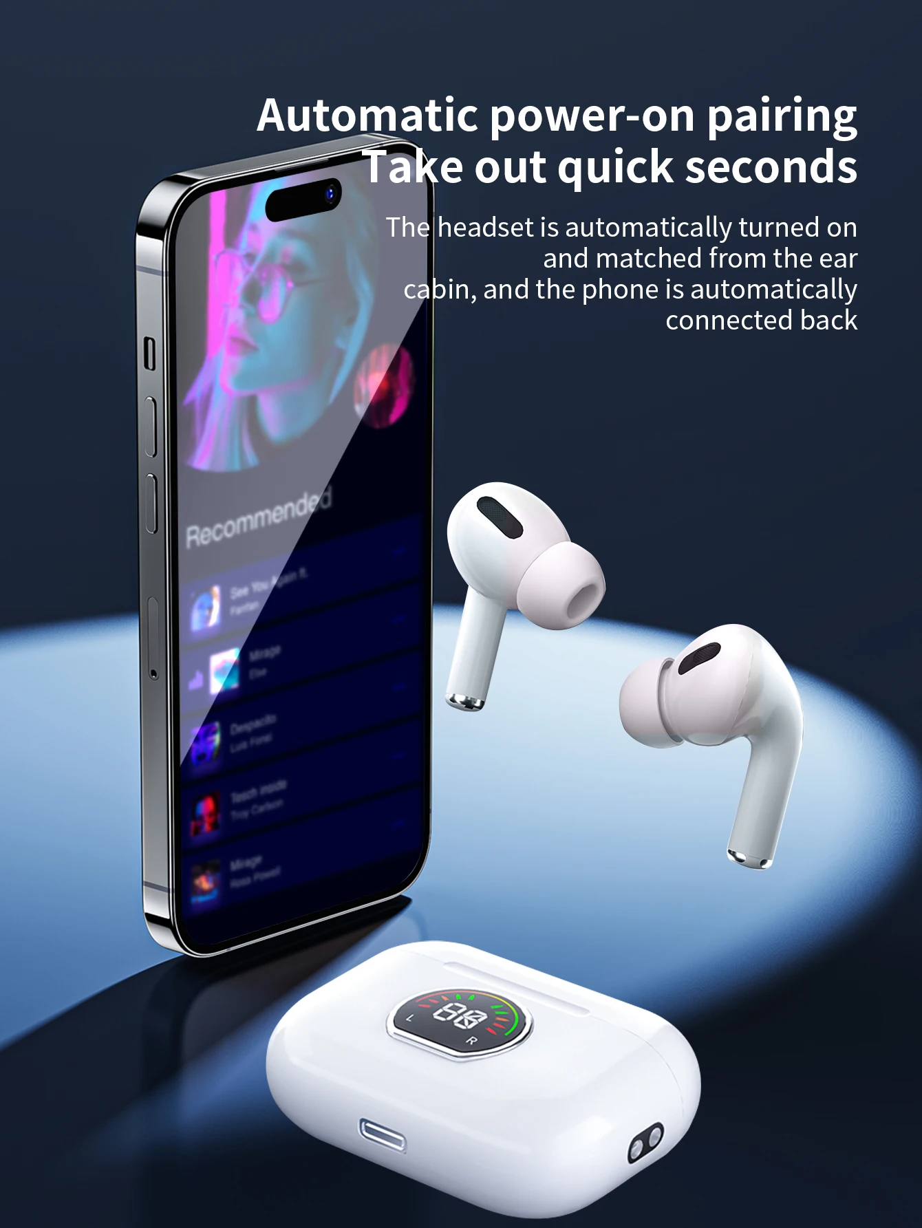 سماعات اير برو اللاسلكية TWS بلوتوث 5.3 شاشة ديجيتال HD HiFi ستيريو مع علبة شحن ميكروفون لجميع الهواتف الذكية #5